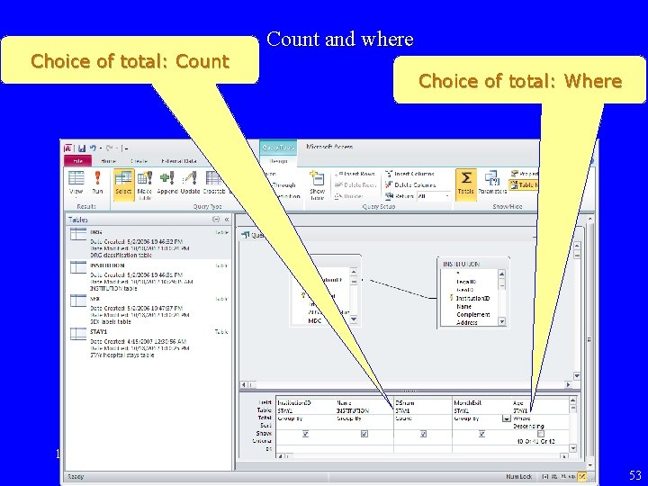 Choice of total: Count and where Choice of total: Where 10/17/2012 53 