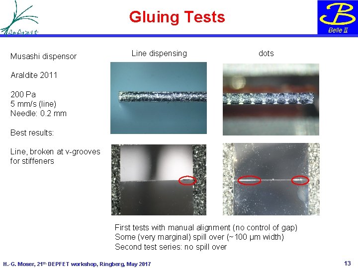 Gluing Tests Musashi dispensor Line dispensing dots Araldite 2011 200 Pa 5 mm/s (line)