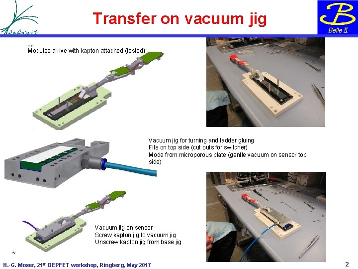 Transfer on vacuum jig Modules arrive with kapton attached (tested) Vacuum jig for turning