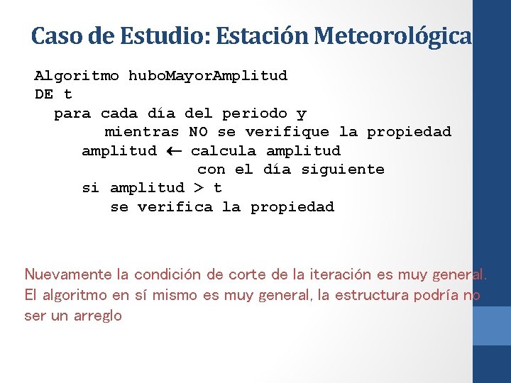 Caso de Estudio: Estación Meteorológica Algoritmo hubo. Mayor. Amplitud DE t para cada día