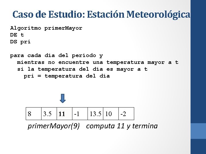 Caso de Estudio: Estación Meteorológica Algoritmo primer. Mayor DE t DS pri para cada