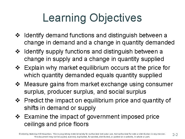 Learning Objectives v Identify demand functions and distinguish between a change in demand a