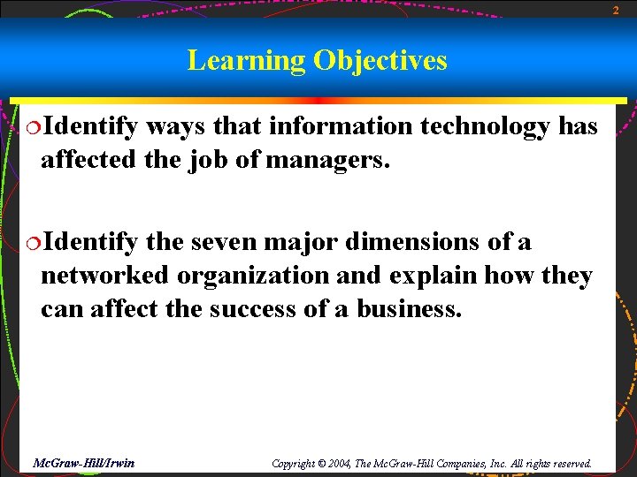 2 Learning Objectives ¦Identify ways that information technology has affected the job of managers.