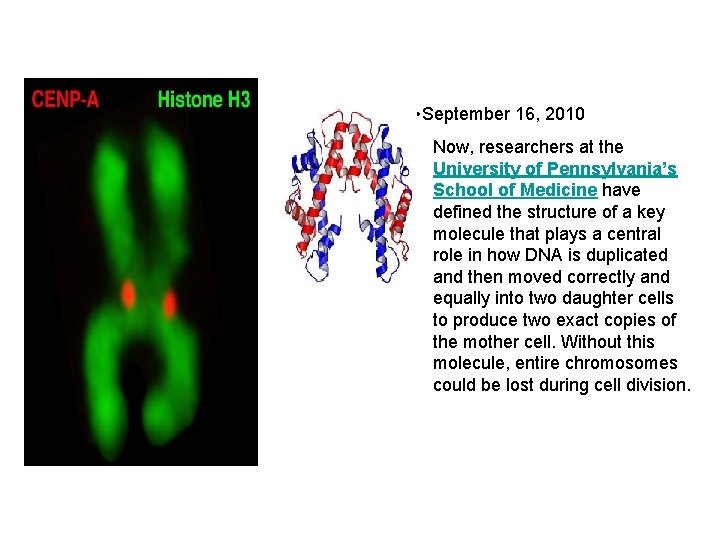  • September 16, 2010 Now, researchers at the University of Pennsylvania’s School of