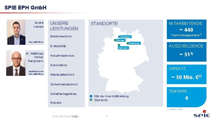 SPIE EPH Gmb. H André Lampe UNSERE LEISTUNGEN Elektrotechnik Hamburg Wolfsburg E-Mobilität Hannover 1)