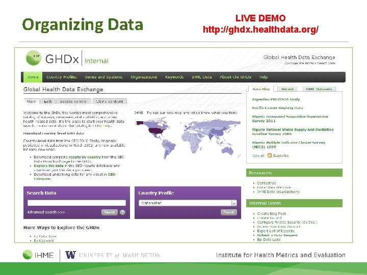 Organizing Data LIVE DEMO http: //ghdx. healthdata. org/ 
