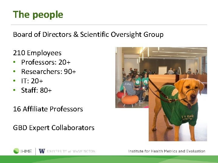 The people Board of Directors & Scientific Oversight Group 210 Employees • Professors: 20+