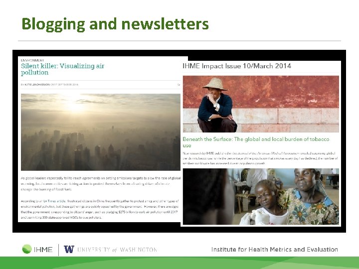 Blogging and newsletters 