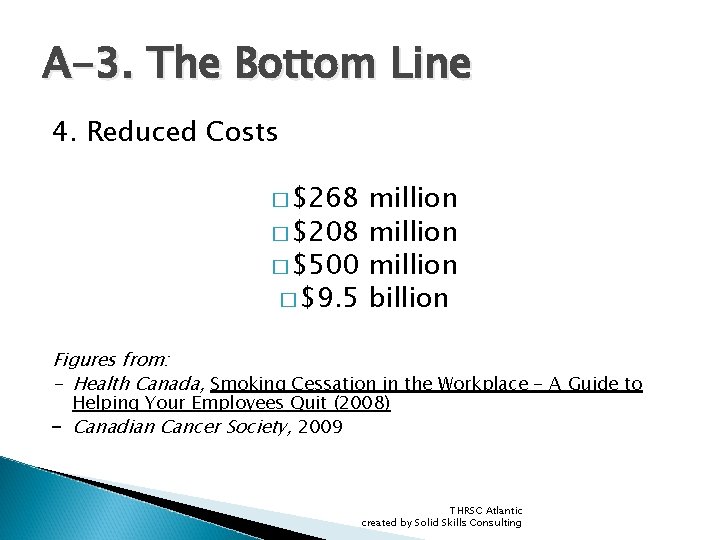 A-3. The Bottom Line 4. Reduced Costs � $268 million � $208 million �