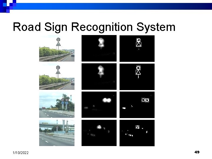 Road Sign Recognition System 1/10/2022 49 
