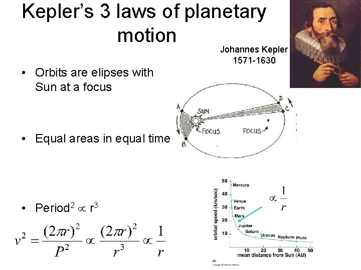 Kepler’s 3 laws of planetary motion Johannes Kepler 1571 -1630 • Orbits are elipses