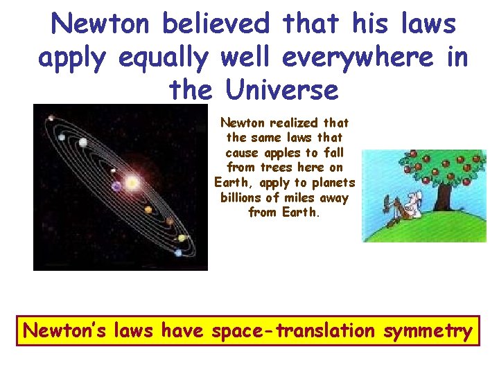 Newton believed that his laws apply equally well everywhere in the Universe Newton realized