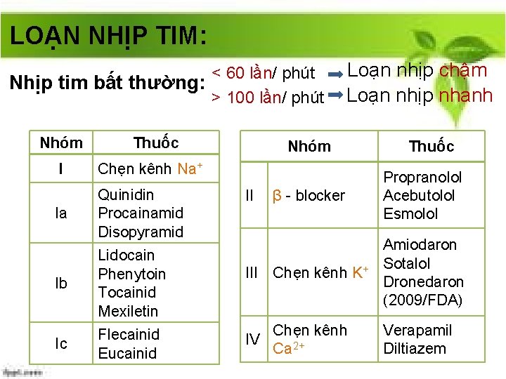 LOẠN NHỊP TIM: < 60 lần/ phút Nhịp tim bất thường: > 100 lần/