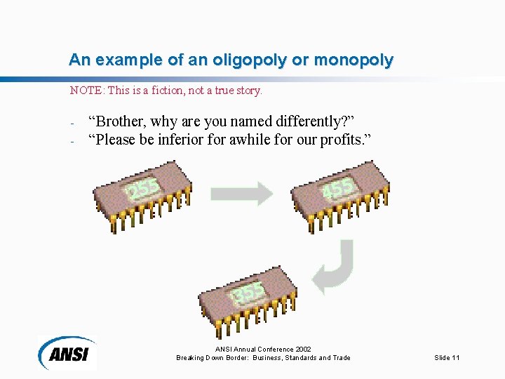 An example of an oligopoly or monopoly NOTE: This is a fiction, not a