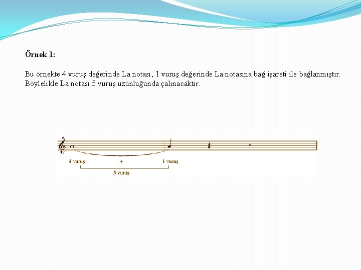 Örnek 1: Bu örnekte 4 vuruş değerinde La notası, 1 vuruş değerinde La notasına