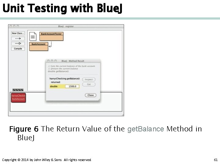 Unit Testing with Blue. J Figure 6 The Return Value of the get. Balance