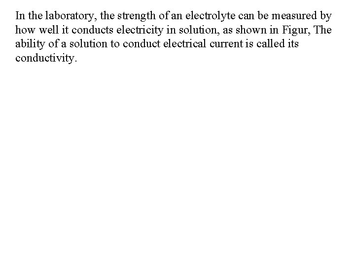 In the laboratory, the strength of an electrolyte can be measured by how well