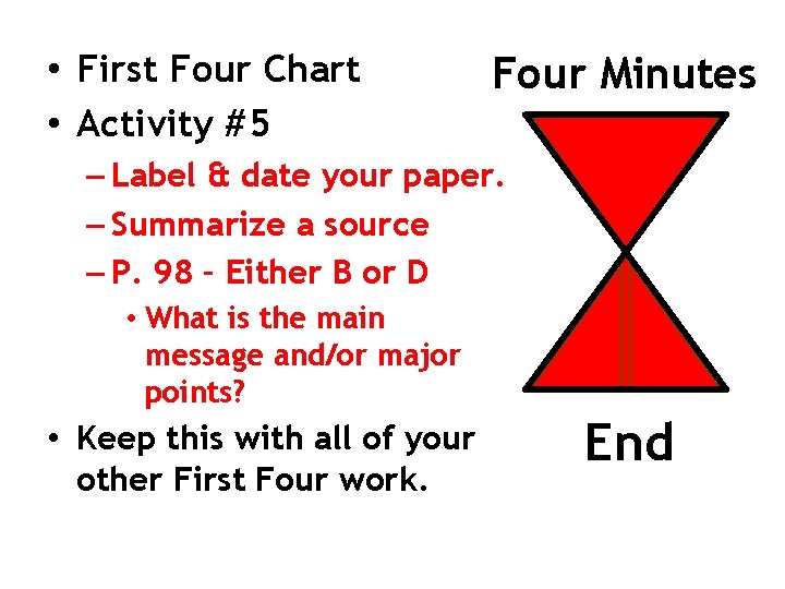 First Four Chart Activity 4 Four Minutes Label