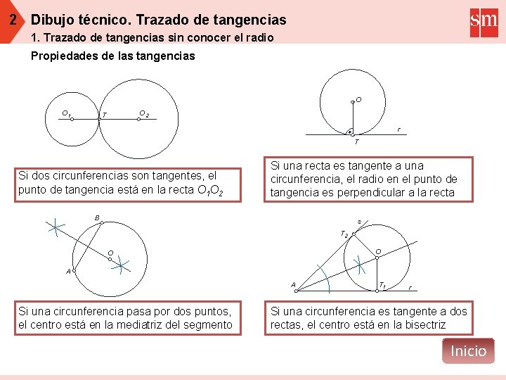 2 Dibujo técnico. Trazado de tangencias 1. Trazado de tangencias sin conocer el radio