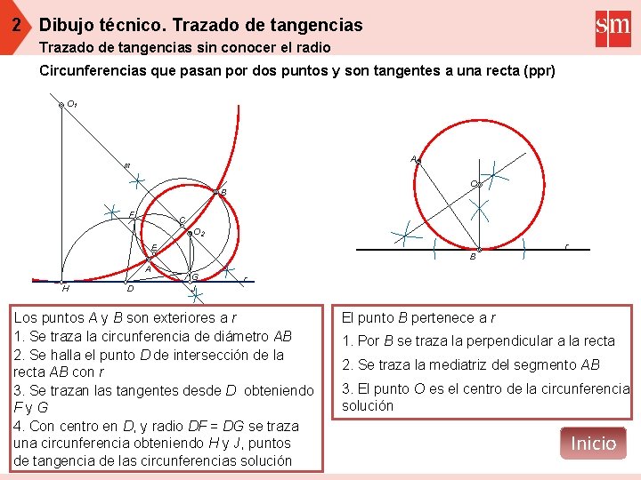 2 Dibujo técnico. Trazado de tangencias sin conocer el radio Circunferencias que pasan por