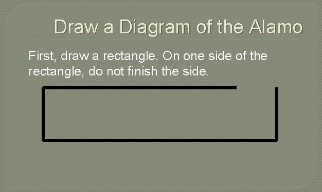 Draw a Diagram of the Alamo �First, draw a rectangle. On one side of