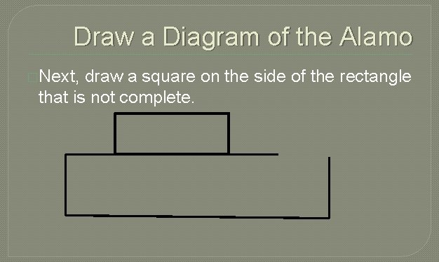 Draw a Diagram of the Alamo �Next, draw a square on the side of