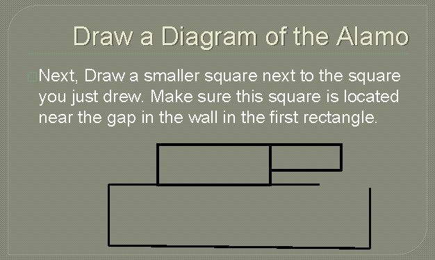 Draw a Diagram of the Alamo �Next, Draw a smaller square next to the