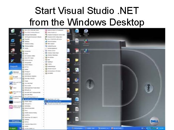 Start Visual Studio. NET from the Windows Desktop 