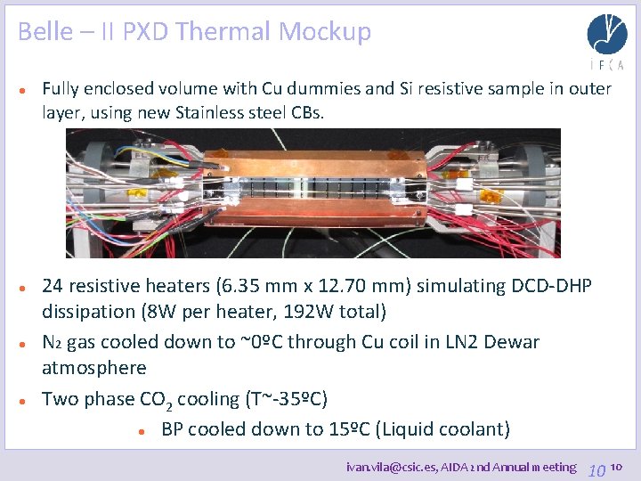 Belle – II PXD Thermal Mockup Fully enclosed volume with Cu dummies and Si