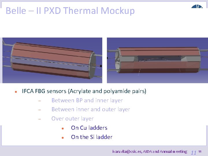 Belle – II PXD Thermal Mockup IFCA FBG sensors (Acrylate and polyamide pairs) Between