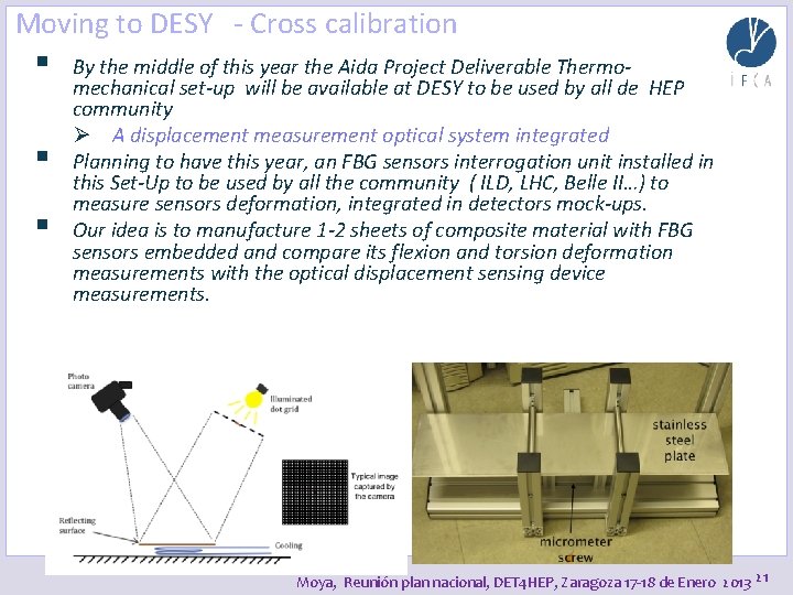 Moving to DESY - Cross calibration § § § By the middle of this