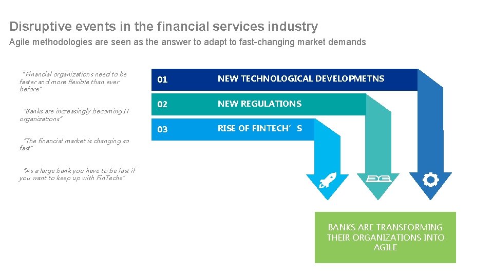 Disruptive events in the financial services industry Agile methodologies are seen as the answer