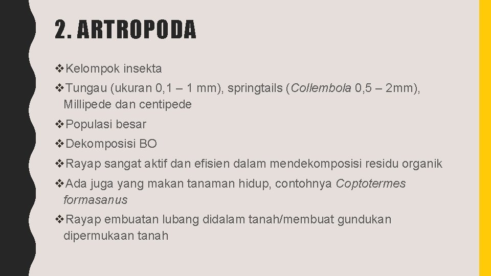 2. ARTROPODA v. Kelompok insekta v. Tungau (ukuran 0, 1 – 1 mm), springtails