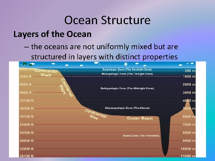 Ocean Structure Layers of the Ocean – the oceans are not uniformly mixed but
