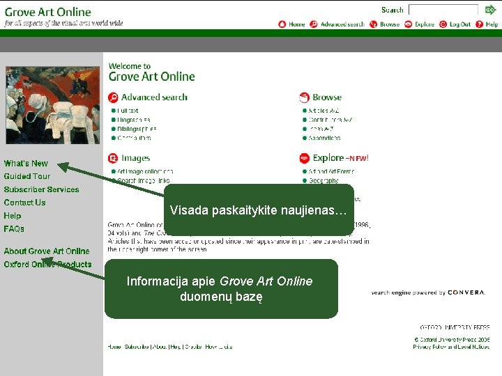 Visada paskaitykite naujienas… Informacija apie Grove Art Online duomenų bazę 