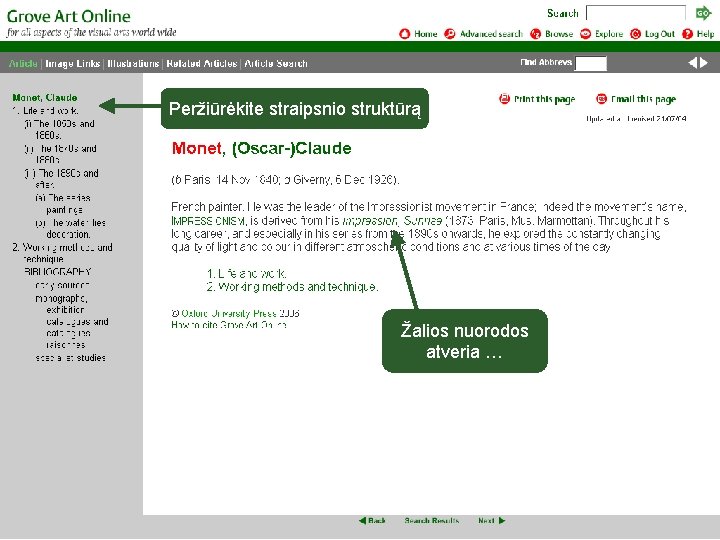 Peržiūrėkite straipsnio struktūrą Žalios nuorodos atveria … 