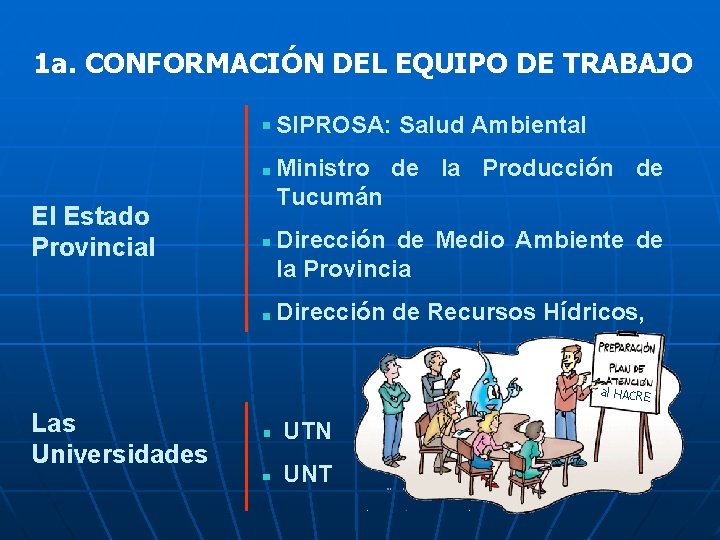 1 a. CONFORMACIÓN DEL EQUIPO DE TRABAJO SIPROSA: Salud Ambiental El Estado Provincial Ministro