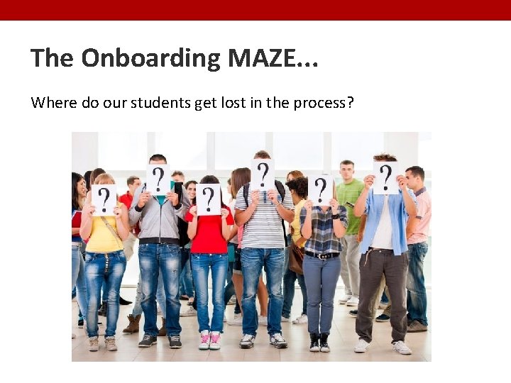 The Onboarding MAZE. . . Where do our students get lost in the process?