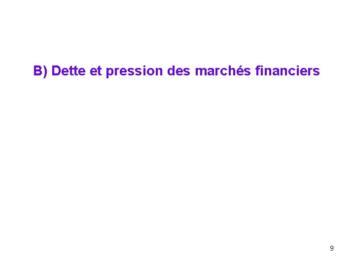 B) Dette et pression des marchés financiers 9 