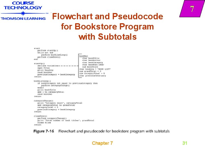 7 Flowchart and Pseudocode for Bookstore Program with Subtotals Chapter 7 31 