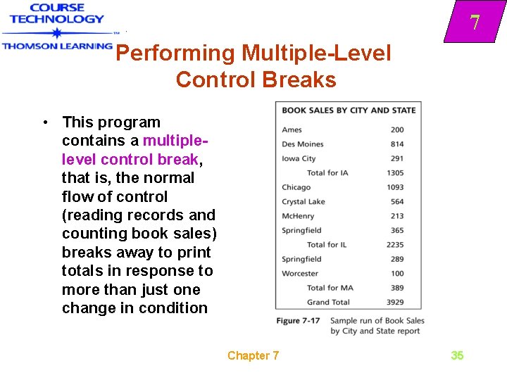 7 Performing Multiple-Level Control Breaks • This program contains a multiplelevel control break, that