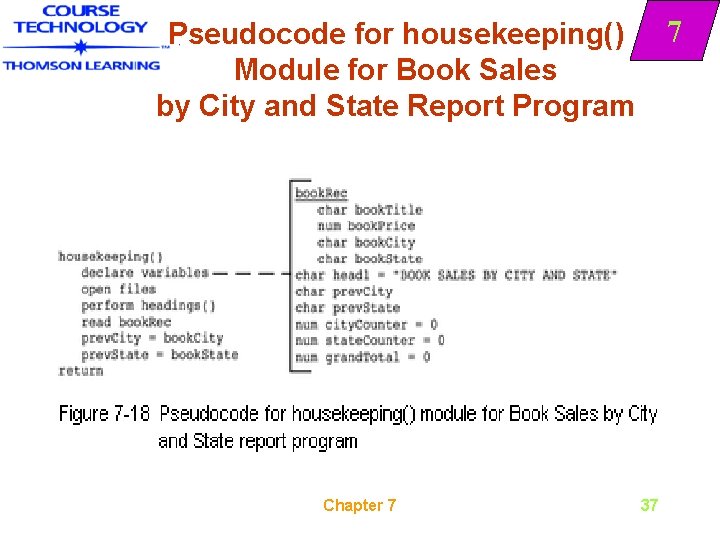 7 Pseudocode for housekeeping() Module for Book Sales by City and State Report Program