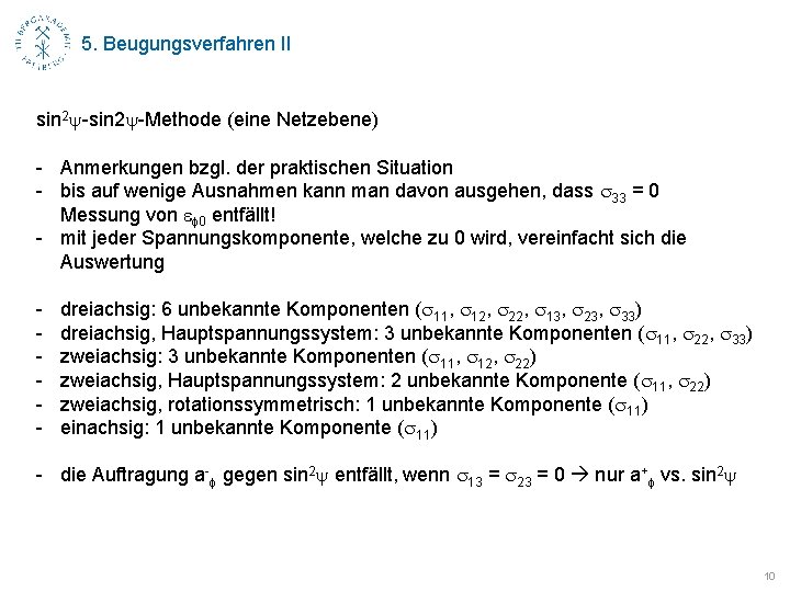 5. Beugungsverfahren II sin 2 y-Methode (eine Netzebene) - Anmerkungen bzgl. der praktischen Situation