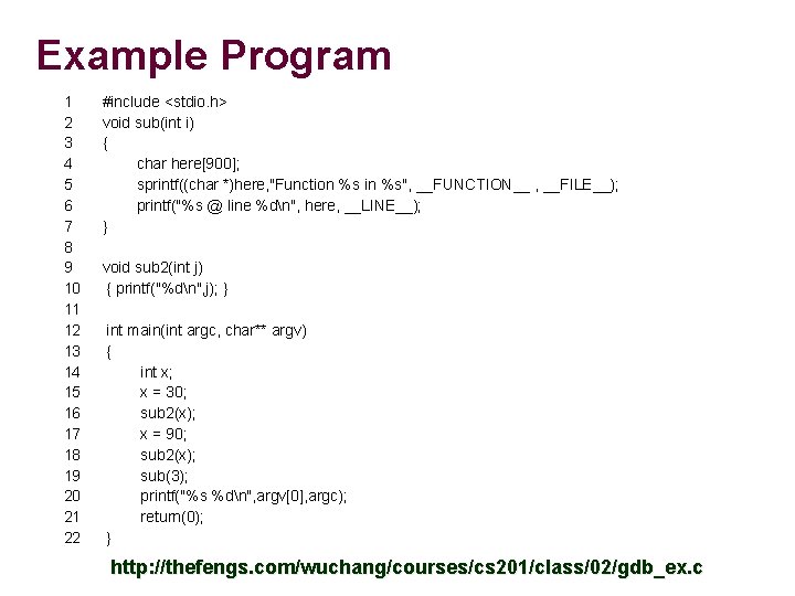 Example Program 1 2 3 4 5 6 7 8 9 10 11 12