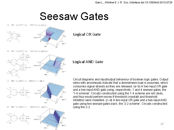 Qian L , Winfree E J. R. Soc. Interface doi: 10. 1098/rsif. 2010. 0729