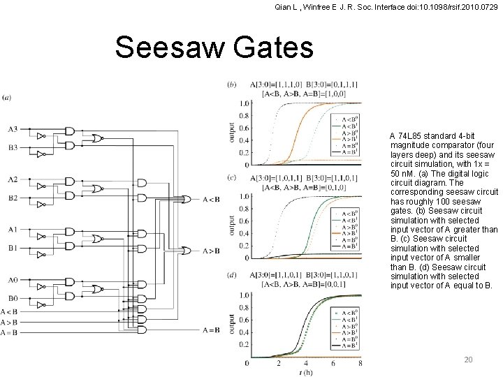 Qian L , Winfree E J. R. Soc. Interface doi: 10. 1098/rsif. 2010. 0729