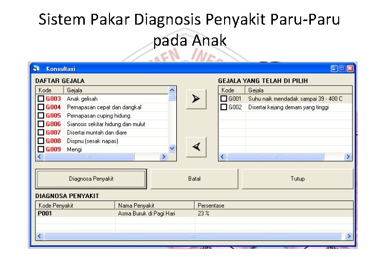 Sistem Pakar Diagnosis Penyakit Paru-Paru pada Anak 