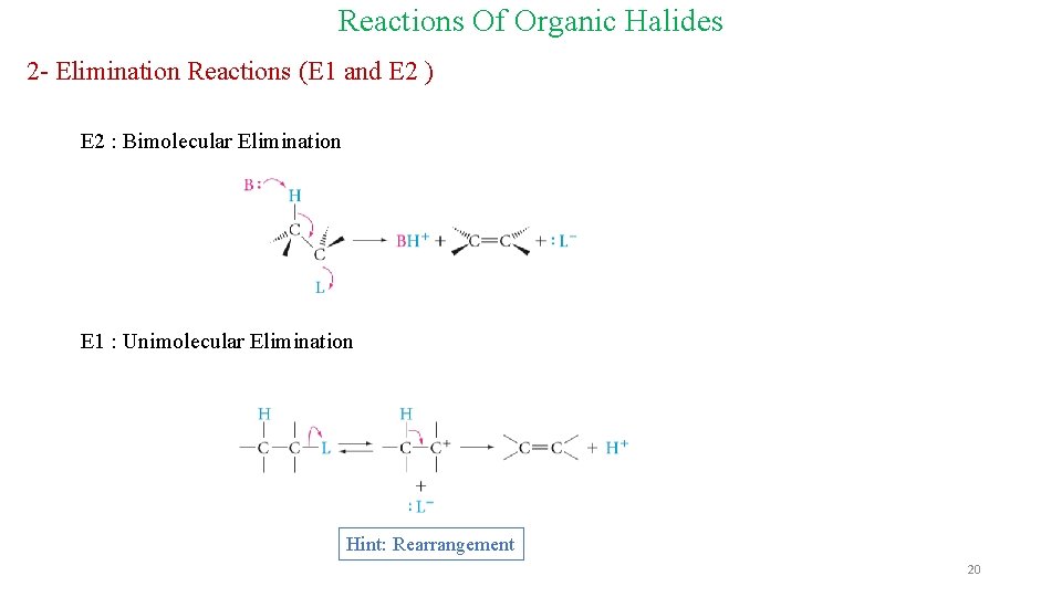 Reactions Of Organic Halides 2 - Elimination Reactions (E 1 and E 2 ) Reactions Of Organic Halides 2 - Elimination Reactions (E 1 and E 2 )