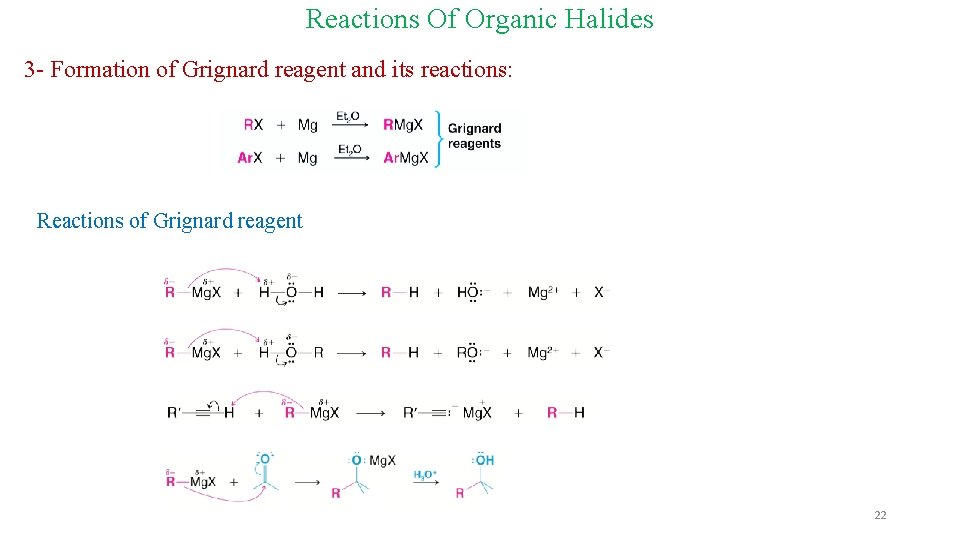 Reactions Of Organic Halides 3 - Formation of Grignard reagent and its reactions: Reactions Reactions Of Organic Halides 3 - Formation of Grignard reagent and its reactions: Reactions