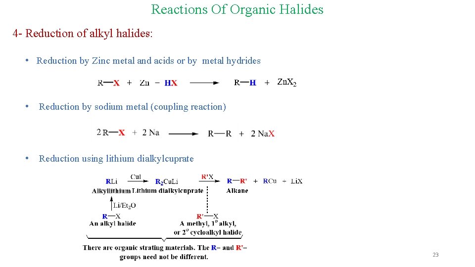 Reactions Of Organic Halides 4 - Reduction of alkyl halides: • Reduction by Zinc Reactions Of Organic Halides 4 - Reduction of alkyl halides: • Reduction by Zinc